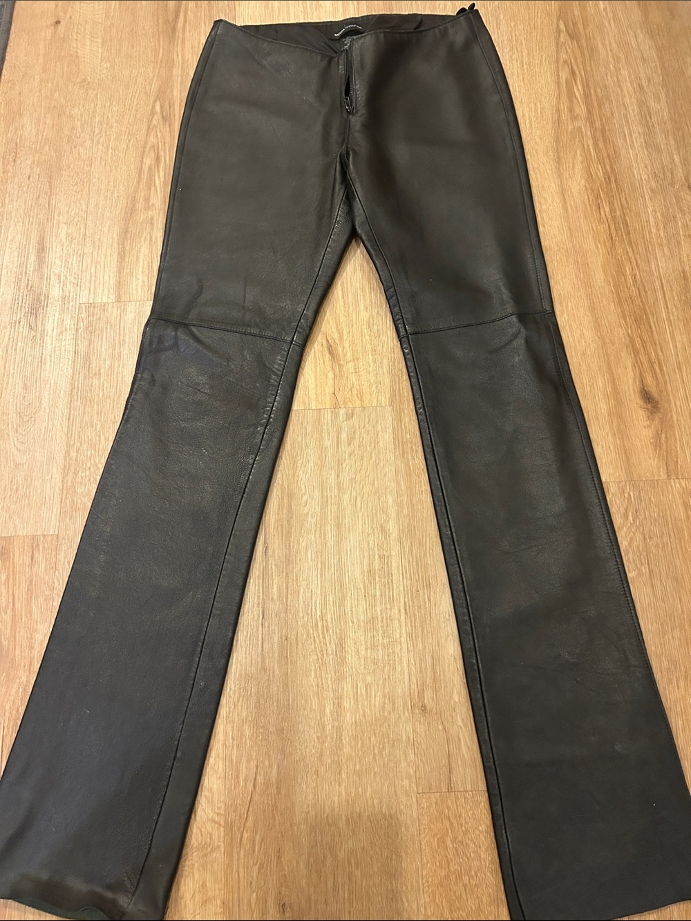 Moda International Black Leather Boot-Cut Pants